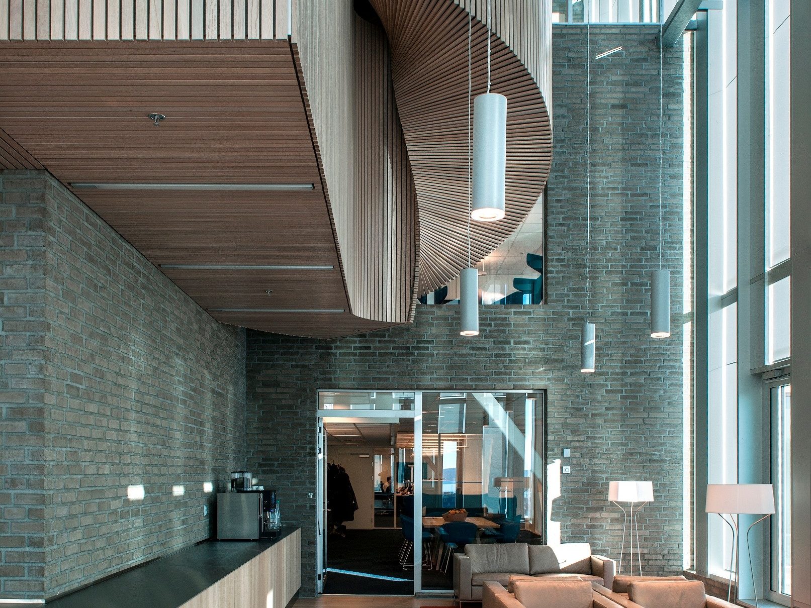 DNB Bank Headquarters with facing bricks for interior/exterior walls and floors, prefabricated beams, ceilings and sills; Brick Award Nominee 2014; MVRDV bv and Dark Arkitekter AS (Co-Architect); Photo: Jiri Havran