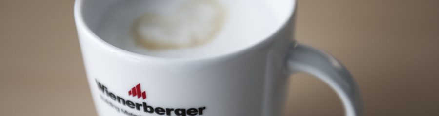Wienerberger coffee mug with coffee heart in milk foam