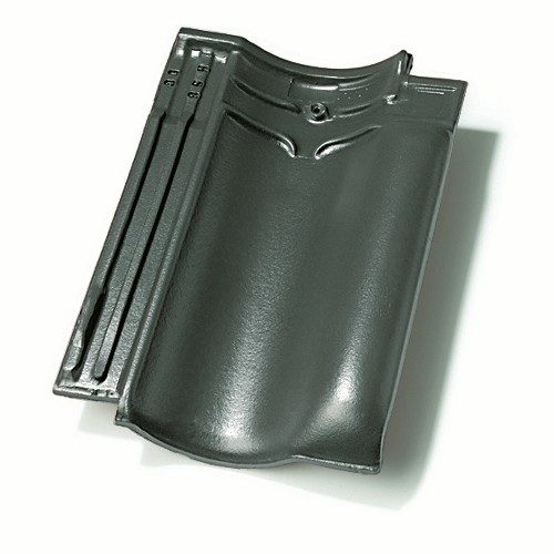 Single product shot of a Vlaamse Pan 401 Leikleur Mat Geglazuurd roof tile