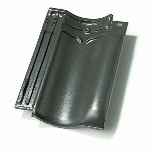 Single product shot of a Vlaamse Pan 401 Leikleur Mat Geglazuurd roof tile