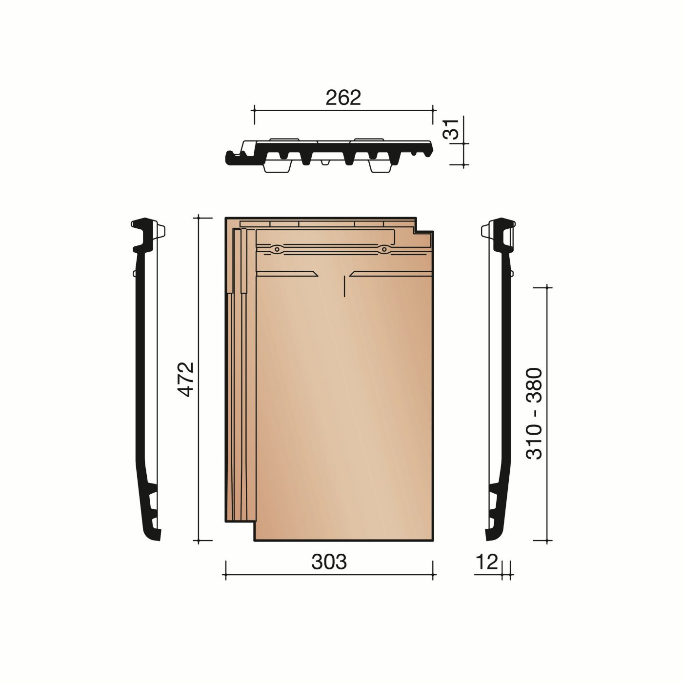 Technical drawing of the Actua dakpan